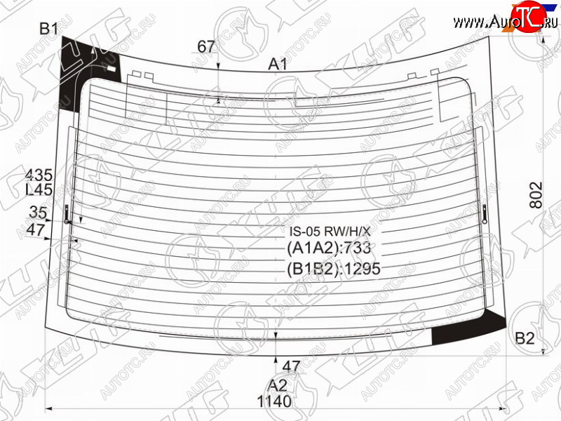 10 999 р. Стекло заднее (Цвет зеленый Обогрев Антенна 4D SED) Lexus IS 05-16  IS F 07-14 XYG IS-05 RW/H/X  с доставкой в г. Пермь