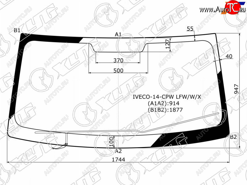 11 299 р. Стекло лобовое (Обогрев щеток) Iveco Daily 14- XYG IVECO-14-CPW LFW/W/X  с доставкой в г. Пермь