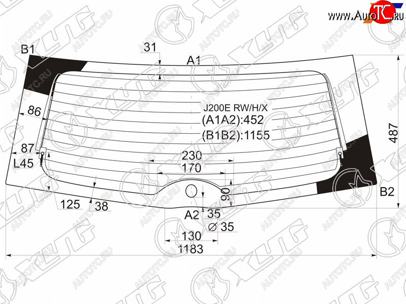 7 299 р. Стекло заднее (Цвет зеленый Обогрев) Daihatsu Be-Go 06-16  Terios 06-  Toyota Rush 06-16 XYG J200E RW/H/X  с доставкой в г. Пермь