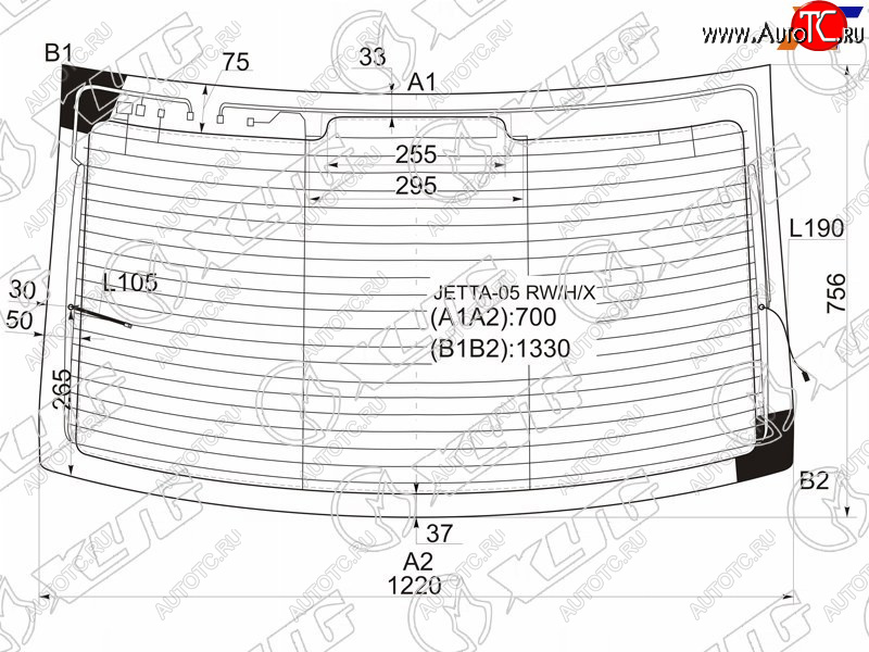 9 749 р. Стекло заднее (Цвет зеленый Обогрев Антенна 4D SED) Volkswagen Jetta 05-10 XYG JETTA-05 RW/H/X  с доставкой в г. Пермь