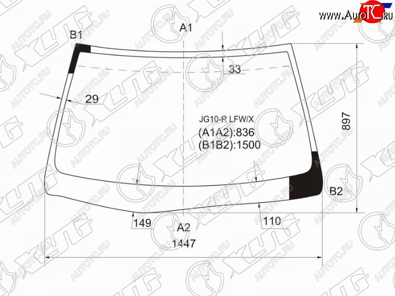7 999 р. Стекло лобовое TOYOTA BREVIS 01-07 XYG JG10-R LFW/X  с доставкой в г. Пермь