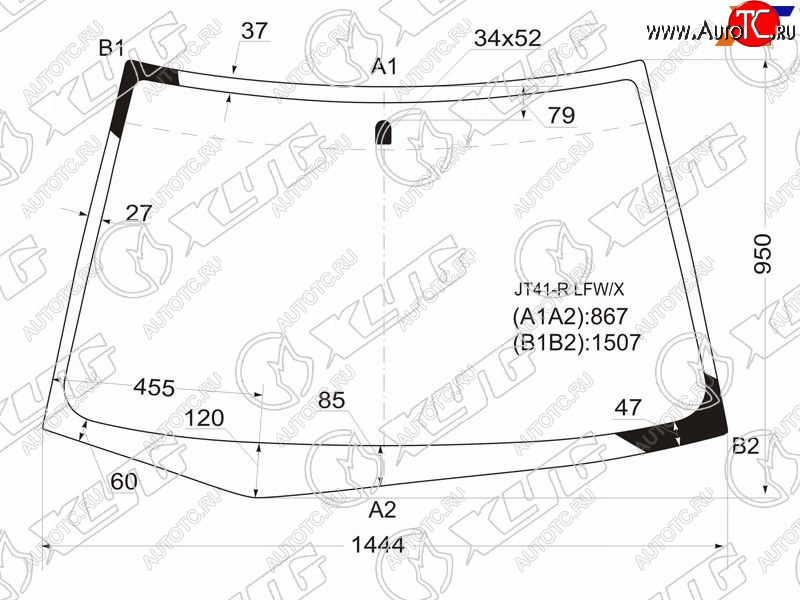 5 999 р. Стекло лобовое Mitsubishi Lancer 02-10  Lancer Cedia 00-03  Lancer Evolution 01-08 XYG JT41-R LFW/X  с доставкой в г. Пермь
