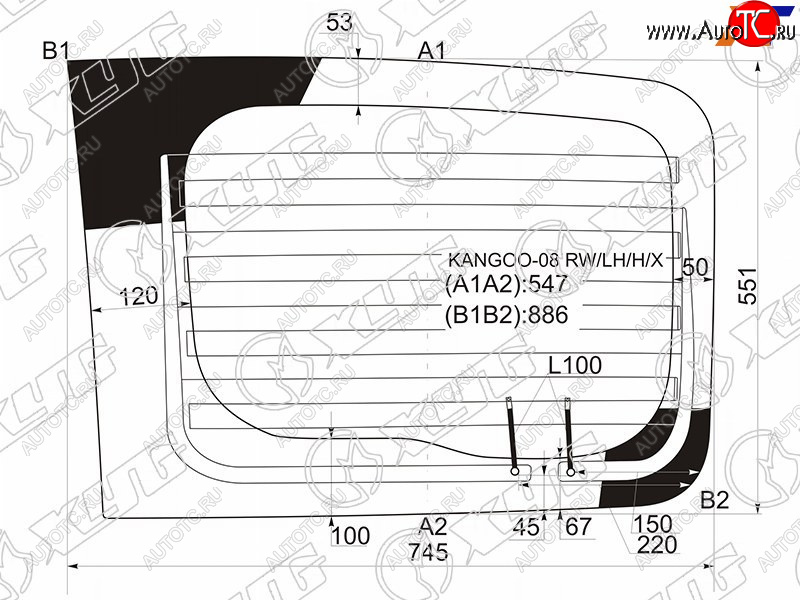 6 899 р. Стекло заднее (Цвет зеленый Обогрев) Renault Kangoo 08-16 XYG KANGOO-08 RW/LH/H/X  с доставкой в г. Пермь