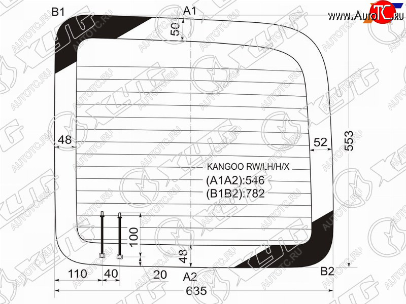 5 749 р. Стекло заднее (Цвет зеленый Обогрев) Renault Kangoo 97-07 XYG KANGOO RW/LH/H/X  с доставкой в г. Пермь