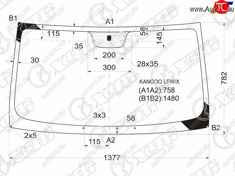 4 999 р. Стекло лобовое RENAULT KANGOO 97-07 XYG KANGOO LFW/X  с доставкой в г. Пермь