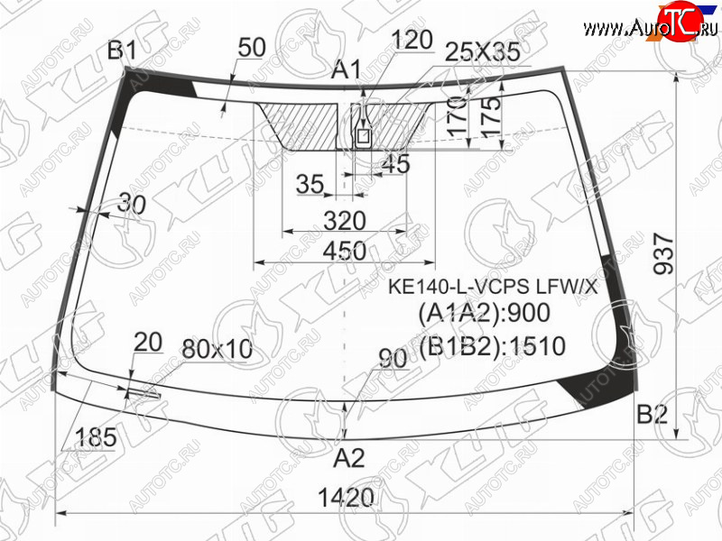 6 649 р. Стекло лобовое (Датчик дождя Молдинг) XYG Toyota Corolla E150 седан дорестайлинг (2006-2010)  с доставкой в г. Пермь