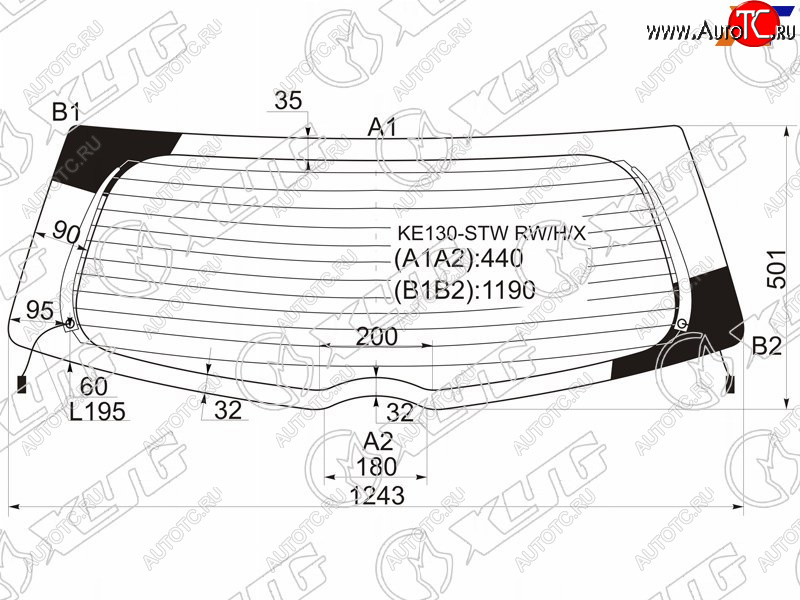 7 999 р. Стекло заднее (Цвет зеленый Обогрев) Toyota Corolla Fielder (E140) 06-12 XYG KE130-STW RW/H/X  с доставкой в г. Пермь