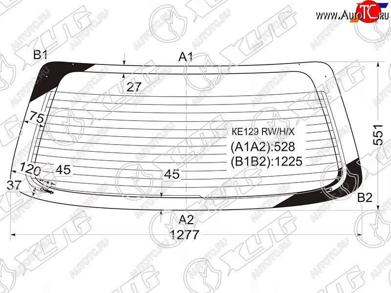 8 699 р. Стекло заднее (Цвет зеленый Обогрев) Toyota Corolla Spacio (E110) 97-01 XYG KE129 RW/H/X  с доставкой в г. Пермь