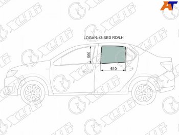 2 599 р. Стекло боковое опускное (Сзади Слева Цвет зеленый) Renault Logan 14-22  Sandero 14-22  Dacia Log XYG LOGAN-13-SED RD/LH  с доставкой в г. Пермь. Увеличить фотографию 2
