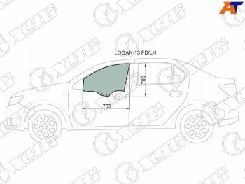 2 599 р. Стекло боковое опускное (Спереди Слева Цвет зеленый) Renault Logan 14-22  Sandero 14-22  Dacia L XYG LOGAN-13 FD/LH  с доставкой в г. Пермь. Увеличить фотографию 1