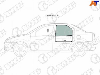 2 569 р. Стекло боковое опускное (Сзади Слева Цвет зеленый) Renault Logan 04-16  Dacia Logan 04-08 XYG LOGAN RD/LH  с доставкой в г. Пермь. Увеличить фотографию 1