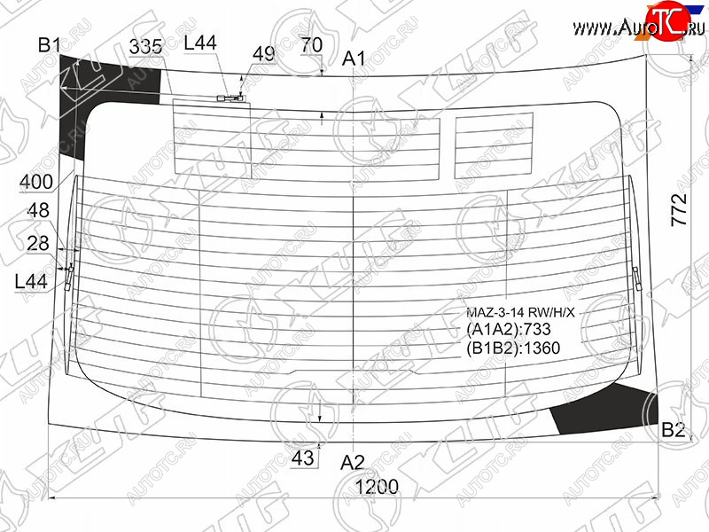 7 999 р. Стекло заднее (Цвет зеленый Обогрев Антенна 4D SED) Mazda 3 13-19  Axela 13-19 XYG MAZ-3-14 RW/H/X  с доставкой в г. Пермь