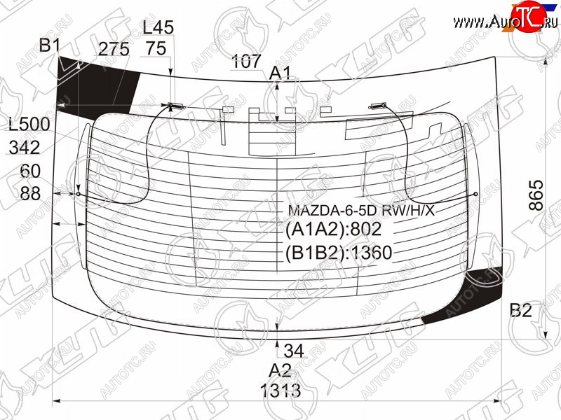 10 999 р. Стекло заднее (Цвет зеленый Обогрев) Mazda 6 02-08  Atenza 02-07 XYG MAZDA-6-5D RW/H/X  с доставкой в г. Пермь