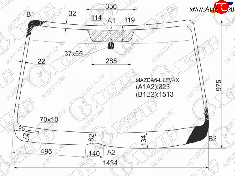 6 899 р. Стекло лобовое Mazda 6 02-08 XYG MAZDA6-L LFW/X  с доставкой в г. Пермь
