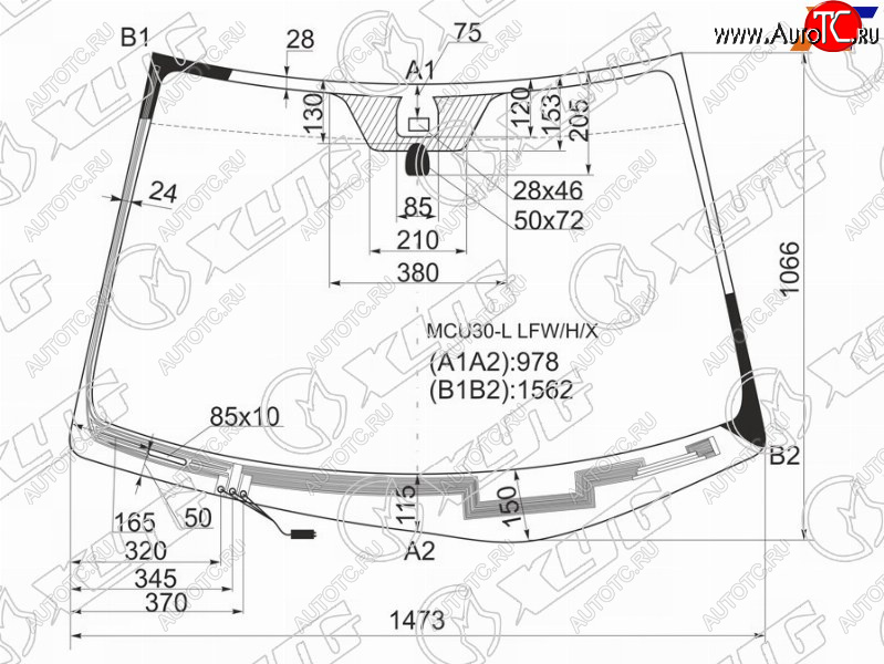 9 199 р. Стекло лобовое (Обогрев щеток Датчик дождя) Lexus RX 03-09 XYG MCU30-L LFW/H/X  с доставкой в г. Пермь