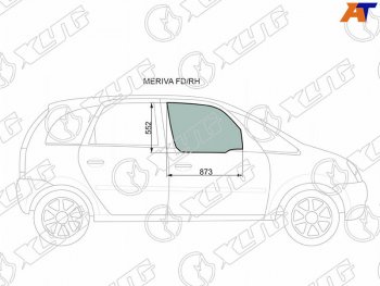 2 789 р. Стекло боковое опускное (Спереди Справа Цвет зеленый) Chevrolet Meriva 04-12  Opel Meriva 03-10 XYG MERIVA FD/RH  с доставкой в г. Пермь. Увеличить фотографию 1