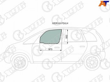 2 789 р. Стекло боковое опускное (Спереди Слева Цвет зеленый) Chevrolet Meriva 04-12  Opel Meriva 03-10 XYG MERIVA FD/LH  с доставкой в г. Пермь. Увеличить фотографию 1