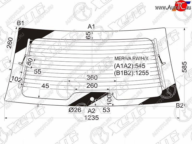 9 249 р. Стекло заднее (Цвет зеленый Обогрев) Chevrolet Meriva 04-12  Opel Meriva 03-10 XYG MERIVA RW/H/X  с доставкой в г. Пермь