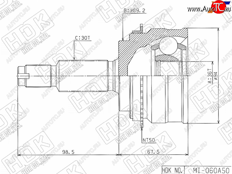 4 999 р. Шрус наружный MITSUBISHI PAJERO V8#W V9#W 06- HDK MI-060A50  с доставкой в г. Пермь