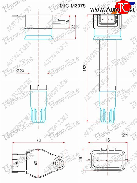 3 379 р. Катушка зажигания MITSUBISHI PAJERO V80 90# 6G72 NEW ERA MIC-M3075  с доставкой в г. Пермь