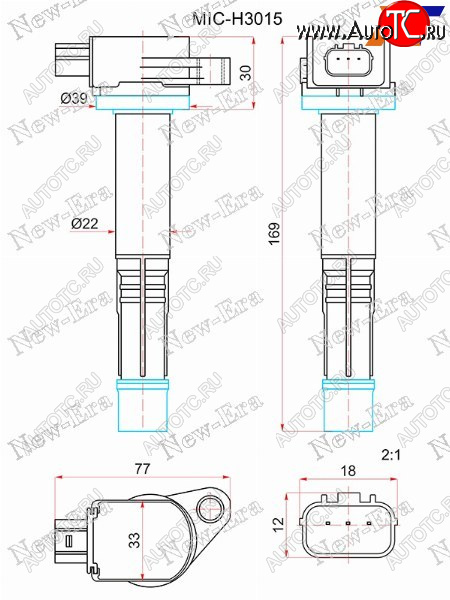 3 199 р. Катушка зажигания HONDA ACCORD CU 08-CR-V RM 10-CIVIC 12-CROSSTOUR 12- R20A24A NEW ERA MIC-H3015  с доставкой в г. Пермь