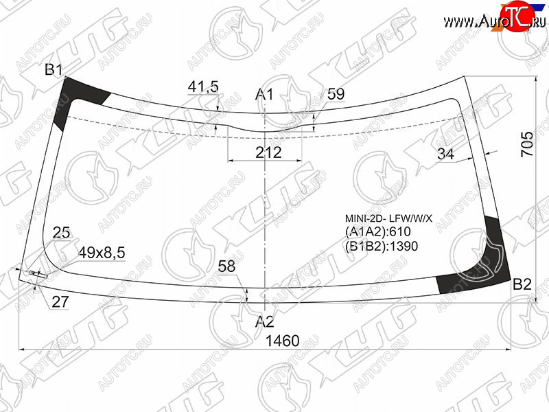 5 299 р. Стекло лобовое Mini Clubman Cooper 08-14  Hatch Cooper 01-06 XYG MINI-2D- LFW/W/X  с доставкой в г. Пермь
