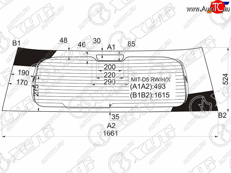 11 849 р. Стекло заднее (Цвет зеленый Обогрев) Mitsubishi Delica D:5 07- XYG MIT-D5 RW/H/X  с доставкой в г. Пермь