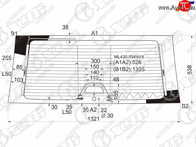 9 549 р. Стекло заднее (Цвет зеленый Обогрев Антенна) Mercedes-Benz M-Class 97-05 XYG ML430 RW/H/X  с доставкой в г. Пермь