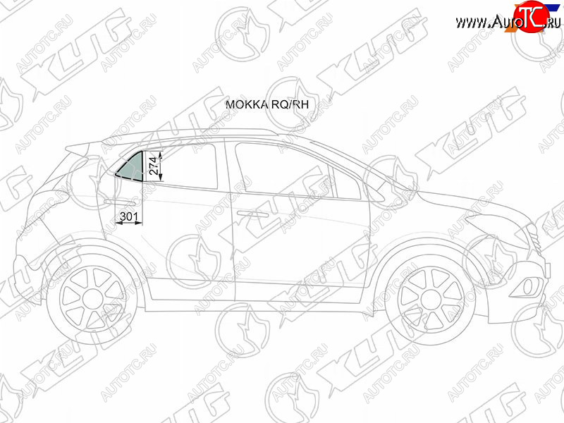 439 р. Стекло форточки (Сзади Справа Цвет зеленый) Opel Mokka 12-19  Buick Encore 12-16 XYG MOKKA RQ/RH  с доставкой в г. Пермь