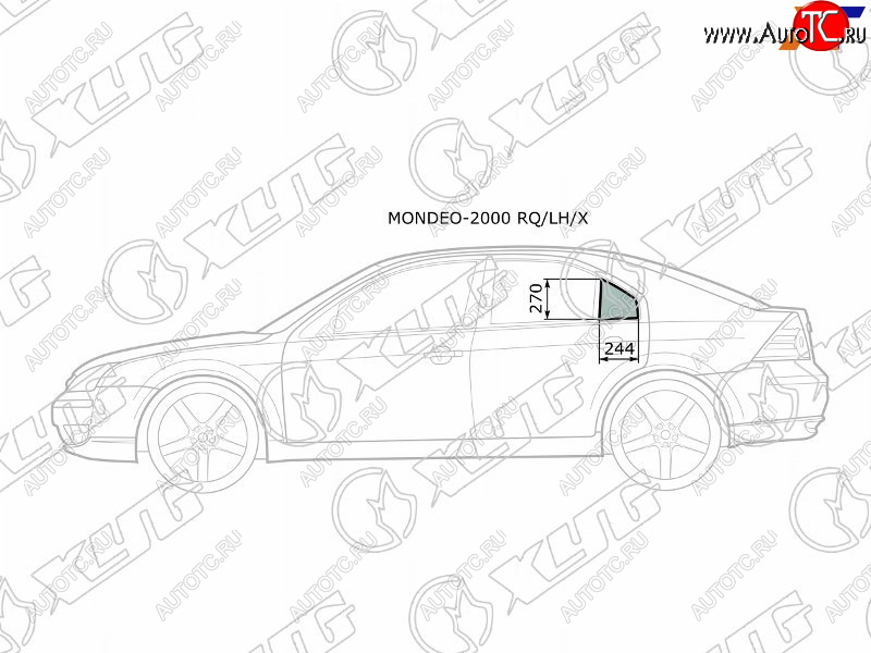 1 299 р. Стекло форточки (Сзади Слева Цвет зеленый) Ford Mondeo 00-07 XYG MONDEO-2000 RQ/LH/X  с доставкой в г. Пермь