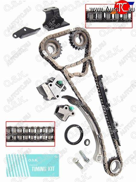 25 749 р. Комплект для замены цепи ГРМ NISSAN KA24DE 98- (двухрядная цепь распредвала) OSK N124X  с доставкой в г. Пермь