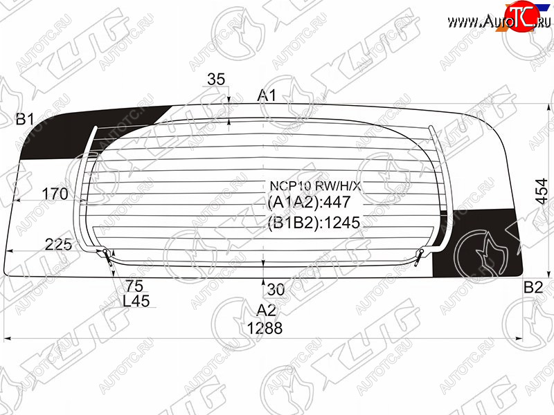 8 499 р. Стекло заднее (Цвет зеленый Обогрев) Toyota Ractis 05-10 XYG NCP10 RW/H/X  с доставкой в г. Пермь