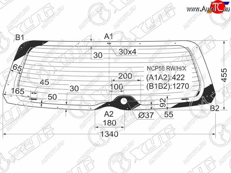 7 449 р. Стекло заднее (Цвет зеленый Обогрев) Toyota Succeed 02-20 XYG NCP58 RW/H/X  с доставкой в г. Пермь