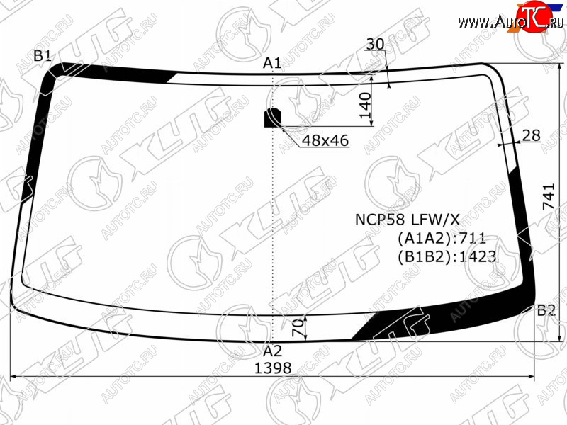 3 999 р. Стекло лобовое Toyota Probox 02-  Mazda Familia 18-  Toyota Succeed 02-20 XYG NCP58 LFW/X  с доставкой в г. Пермь