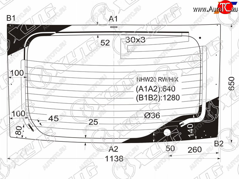 8 299 р. Стекло заднее (Цвет зеленый Обогрев) Toyota Prius (NHW20) 03-11 XYG NHW20 RW/H/X  с доставкой в г. Пермь