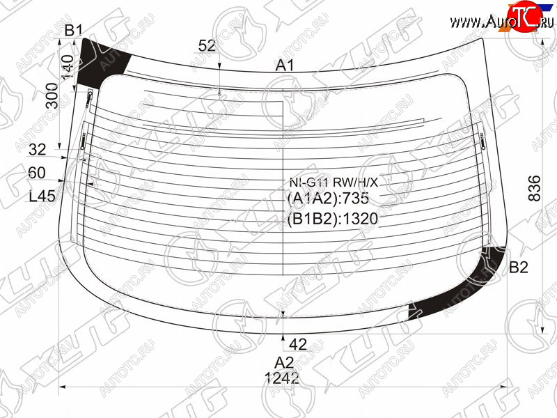 7 199 р. Стекло заднее (Цвет зеленый Обогрев Антенна) Nissan Almera 12-19  Bluebird Sylphy 05-12 XYG NI-G11 RW/H/X  с доставкой в г. Пермь