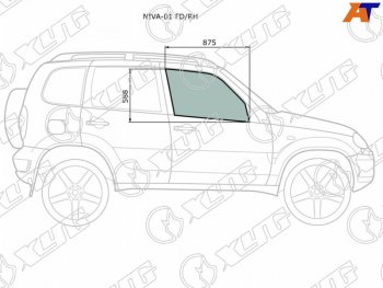 2 099 р. Стекло боковое опускное (Спереди Справа Цвет зеленый) Chevrolet Niva 98-  LADA Niva Travel 21- XYG NIVA-01 FD/RH  с доставкой в г. Пермь. Увеличить фотографию 1