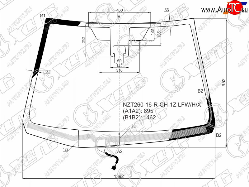 9 299 р. Стекло лобовое (Обогрев щеток Камера) Toyota Allion (T260) 16-21  Premio 16-21 XYG NZT260-16-R-CH-1Z LFW/H/X  с доставкой в г. Пермь