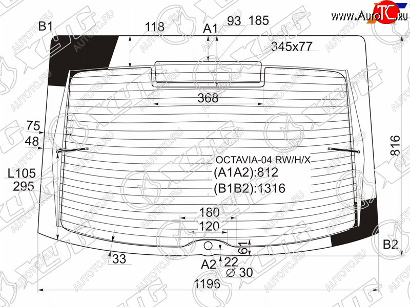 8 799 р. Стекло заднее (Цвет зеленый Обогрев 5D LBK) Skoda Octavia 04-13 XYG OCTAVIA-04 RW/H/X  с доставкой в г. Пермь