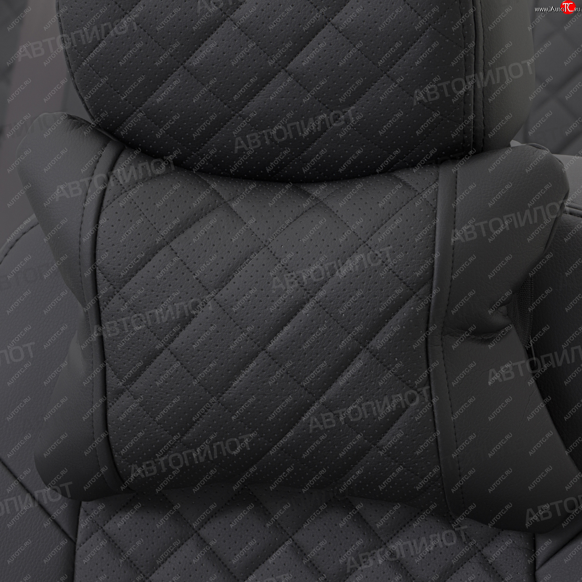 699 р. Подушки под шею (2 шт., экокожа) Автопилот Ромб Honda Mobilio 2 DD4,DD5 1-ый рестайлинг (2017-2019) (черный)  с доставкой в г. Пермь