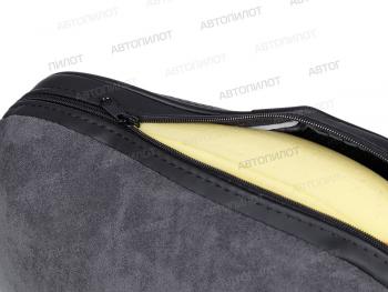 2 249 р. Подушки под голову (натур. кожа М1 2 шт двусторонняя экокожа+алькантара) АВТОПИЛОТ   (черный/темно-серый)  с доставкой в г. Пермь. Увеличить фотографию 3