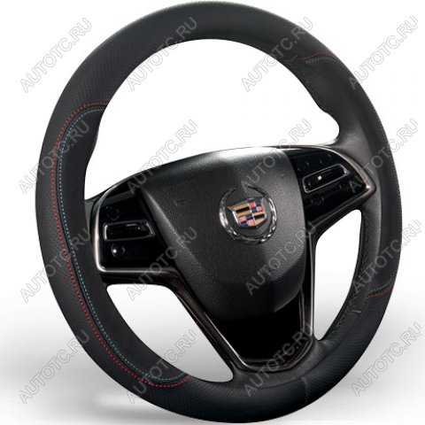 939 р. Оплётка на руль (37-39см GP 2102 кож/зам) Автопилот   (черный/строчка красно-синяя)  с доставкой в г. Пермь