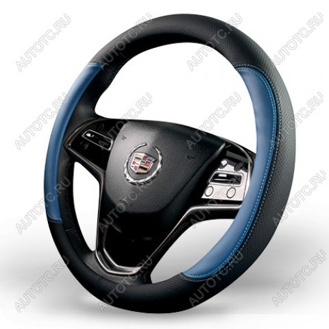 959 р. Оплётка на руль (37-39см GP 2102 кож/зам) Автопилот   (черный/синий)  с доставкой в г. Пермь