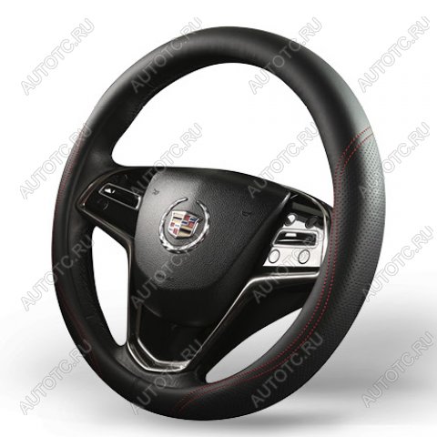 959 р. Оплётка на руль (37-39см GP 2106 кож/зам) Автопилот   (черный/строчка красная )  с доставкой в г. Пермь