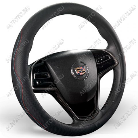 979 р. Оплётка на руль (37-39см GP 2107 кож/зам) Автопилот   (черный/строчка красно-синяя)  с доставкой в г. Пермь
