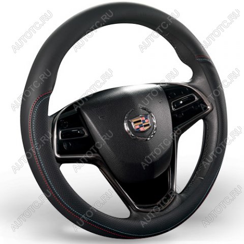 1 059 р. Оплётка на руль (37-39см GP 2111 кож/зам) Автопилот   (черный/строчка красно-синяя)  с доставкой в г. Пермь