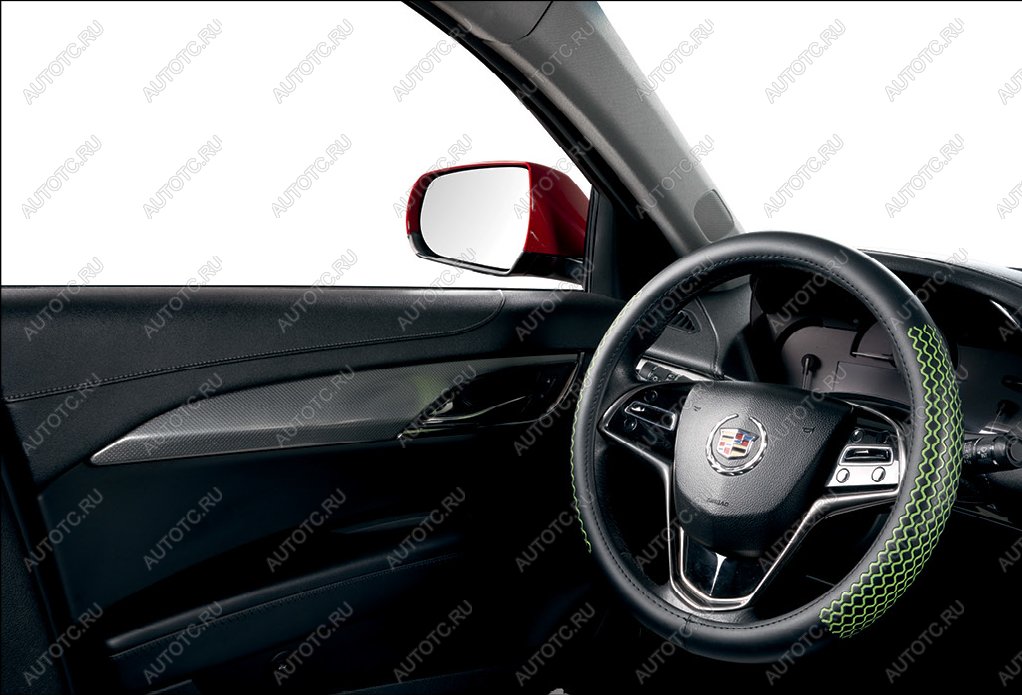 689 р. Оплётка на руль (37-39см GP 2201 кож/зам) Автопилот Honda Mobilio 2 DD4,DD5 1-ый рестайлинг (2017-2019) (черный/зеленый)  с доставкой в г. Пермь