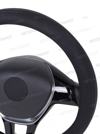 669 р. Оплетка руля (силикон, 35-40 см) Автопилот FL001 Honda Mobilio 2 DD4,DD5 1-ый рестайлинг (2017-2019) (черный)  с доставкой в г. Пермь. Увеличить фотографию 2