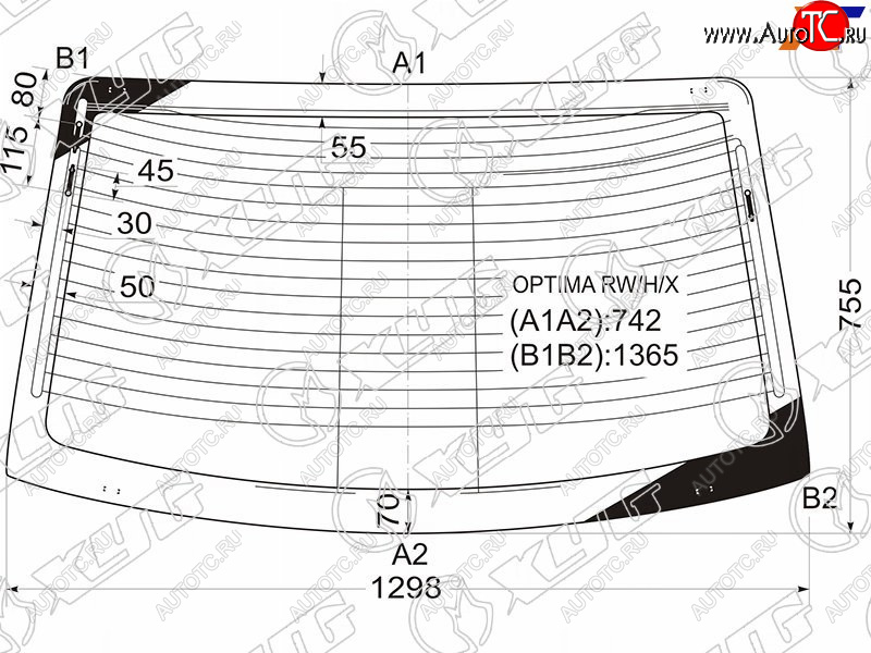 6 599 р. Стекло заднее с обогревом KIA OPTIMA 4D 00-05                                                        XYG OPTIMA RW/H/X  с доставкой в г. Пермь