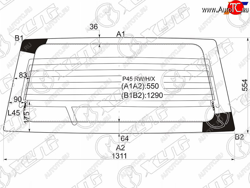 7 299 р. Стекло заднее (Цвет зеленый Обогрев) Mitsubishi Pajero Sport 96-08  Challenger 96-01  Montero Spo XYG P45 RW/H/X  с доставкой в г. Пермь